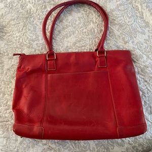 Red leather laptop bag